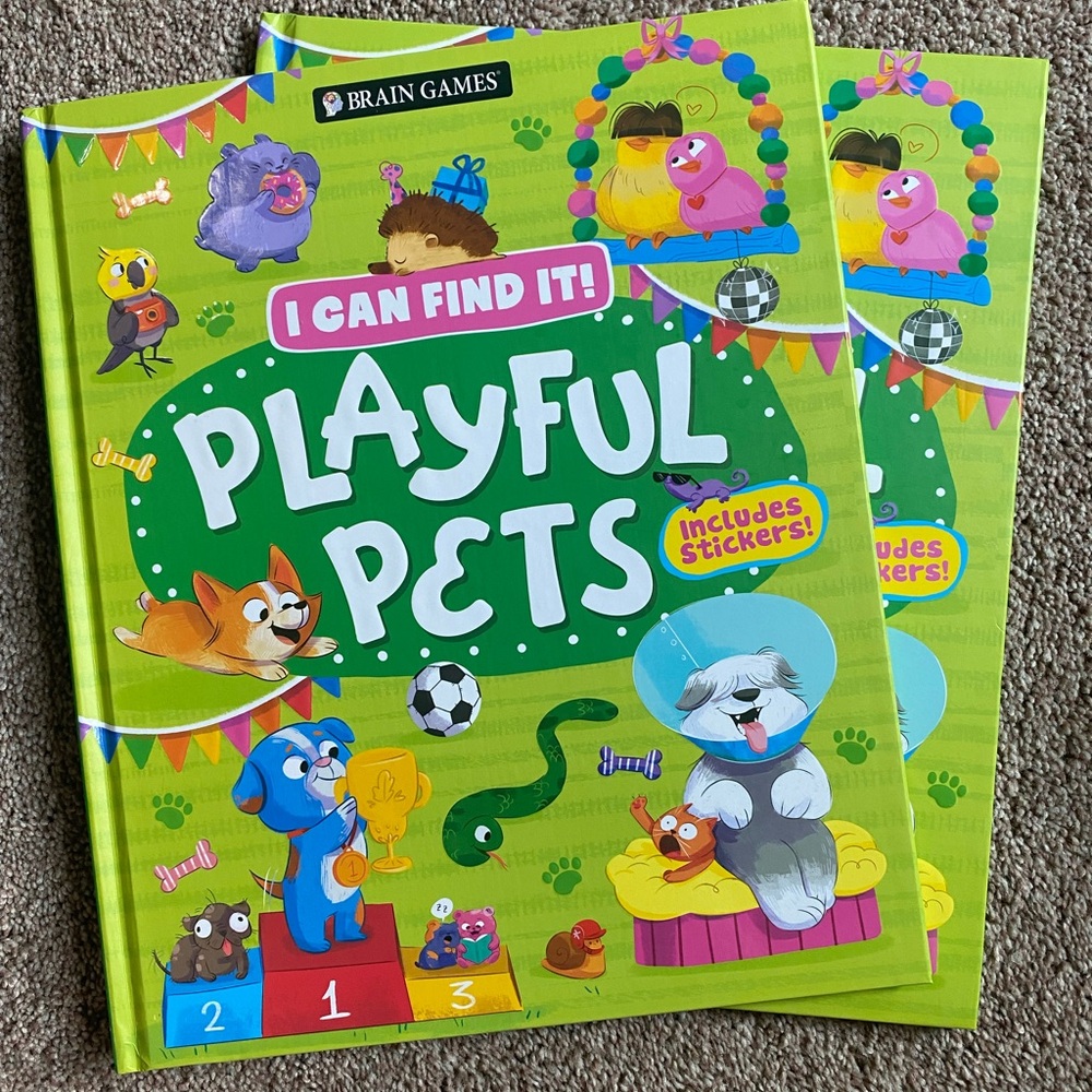 New Brain Games - I Can Find It! Playful Pets" activity book. Ages 3+